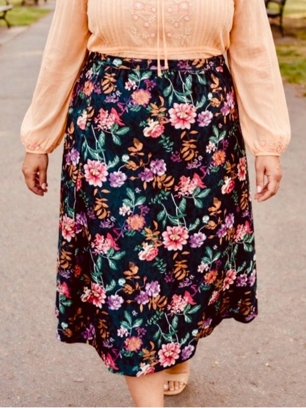 Velvet, whimsigoth Floral skirt, 22W